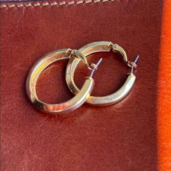 Women’s Gold Plated Hoops Earrings - Picture 1 of 5